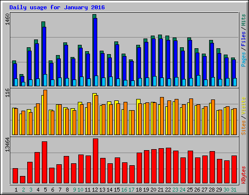 Daily usage for January 2016