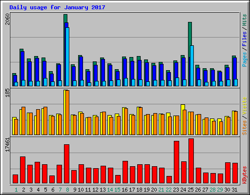 Daily usage for January 2017