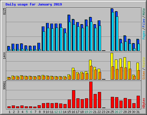 Daily usage for January 2019