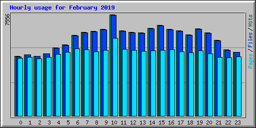 Hourly usage for February 2019