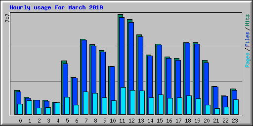 Hourly usage for March 2019